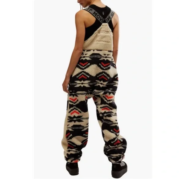 Free People Movement Hit the Slopes Fleece Overalls Pants Small - Picture 3 of 4